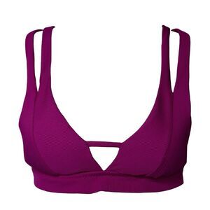 Becca Bikini Top Womens M Purple Ribbed‎ Bralette Swimwear Magenta Resort Wear